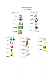 LONG VOWELS VOCABULARY