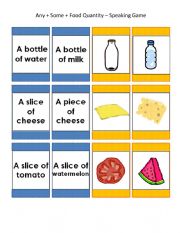 English Worksheet: Some/any, a/ an cards