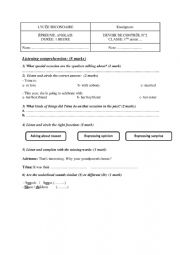 English Worksheet: 1st form Mid-Term Test 2