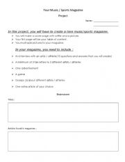 English Worksheet: Music / Sport Teen Magazine