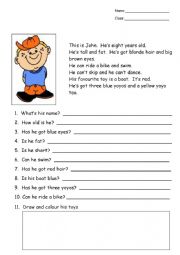 English Worksheet: Comprehension