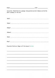 English Worksheet: GIST summary worksheet