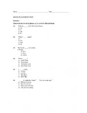 English Worksheet: Placement English Test