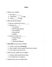 English Worksheet: hobby