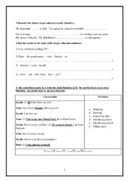 English Worksheet: remedial work 7th grade (part1)