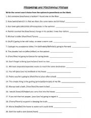 English Worksheet: Common Misspellings and Mishaps