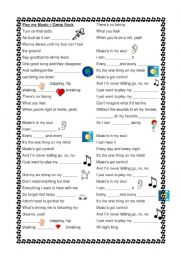 English Worksheet: Music lyric worksheet