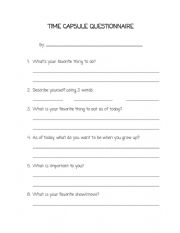 Time Capsule Worksheet 