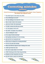 English Worksheet: correcting mistakes