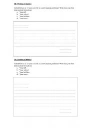 English Worksheet: writing fexercise