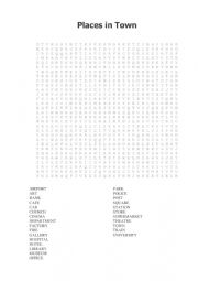 Places in Town Wordsearch