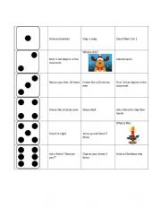 English Worksheet: Christmas dice game