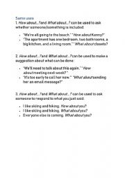 English Worksheet: How About- What about