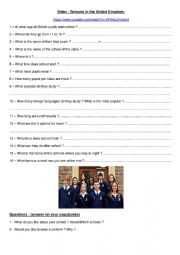 English Worksheet: video about British schools