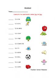 English Worksheet: this and that