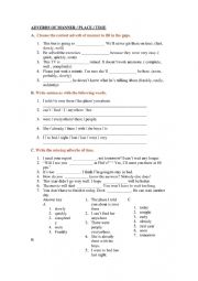 English Worksheet: Adverbs