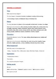 English Worksheet: writing a summary