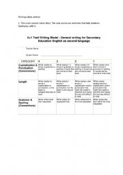 English Worksheet: Writing Rubric Activities
