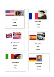 English Worksheet: Famous People and Nationalities