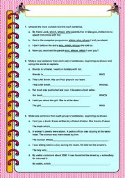 English Worksheet: Defining and non defining relative clauses
