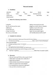 English Worksheet: PETS AND ANIMALS