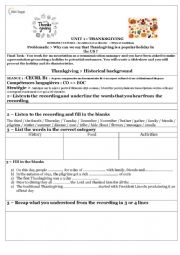 English Worksheet: Thanksgiving