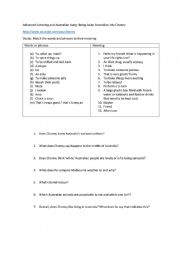 English Worksheet: Advanced Listening and Australian Slang - Being Asian Australian (Comedy)