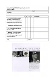 English Worksheet: Evaluation grid for presentations