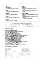 English Worksheet: Will vs Going to 