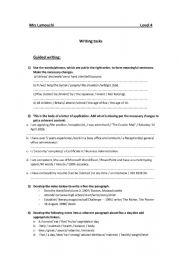 English worksheet: Guided writng tasks / level 4  