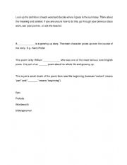 English Worksheet: Extract from the Prelude LA