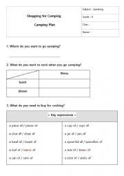 English Worksheet: Shopping for Camping