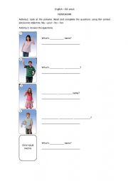 English Worksheet: Possessive adjectives