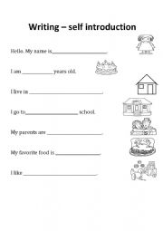 English Worksheet: Writing - How to introduce ourself?