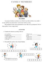 English Worksheet: Family Members