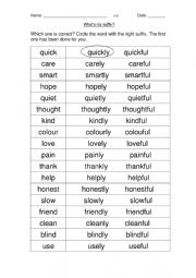 English Worksheet: Suffix - ly and ful