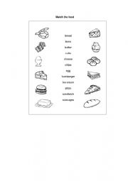 English Worksheet: Match the food