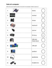 English Worksheet: Computers and Accessories: Match the picture and word