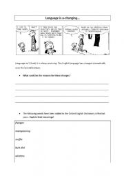 English Worksheet: Language change