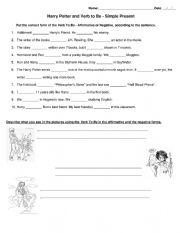 English Worksheet: Harry Potter and Verb to Be