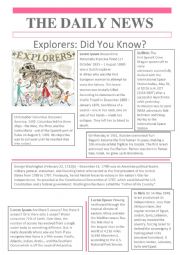 English Worksheet: Explorers Newspaper