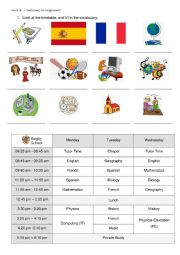 English Worksheet: Timetable activities