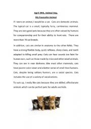 English Worksheet: Animal Day