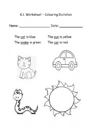 English Worksheet: Colouring Dictation for Young Learners