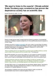 English Worksheet: Greta Thunberg Speech