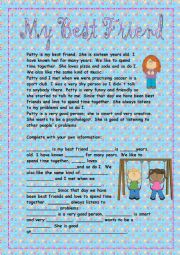 English Worksheet: MY BEST FRIEND READING AND WRITING
