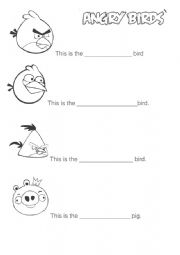English Worksheet: colour the angry birds