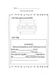 English Worksheet: Favorite music/movie