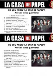 English Worksheet: La casa de papel series activity