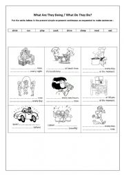 English Worksheet: What Are They Doing / What Do They Do